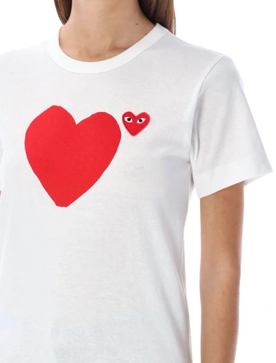 Shop Comme Des Garçons Play Big Red Heart T-shirt In White Red