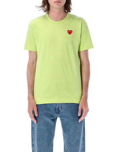 Shop Comme Des Garçons Play Red Heart Patch T-shirt In Green