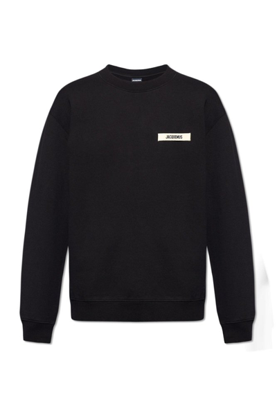 Shop Jacquemus Logo Patch Crewneck Sweatshirt In Black