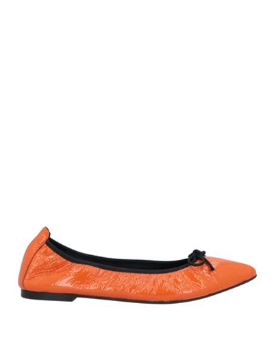 Daniele Ancarani Woman Ballet Flats Orange Size 10 Leather In Orange