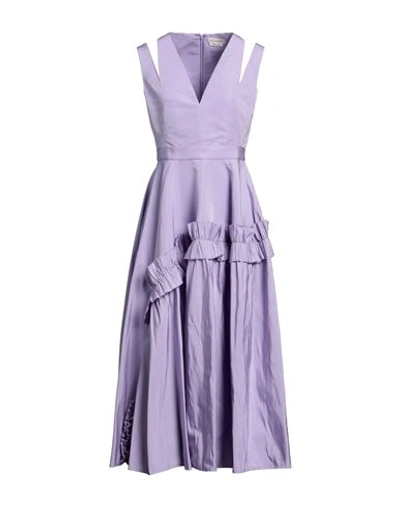 Shop Alexander Mcqueen Woman Midi Dress Lilac Size 8 Polyester In Purple