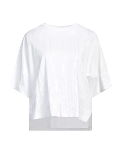 Shop Peserico Woman T-shirt White Size 6 Cotton, Elastane