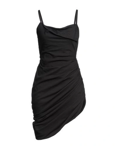 Shop Jacquemus Woman Mini Dress Black Size 2 Viscose, Polyamide