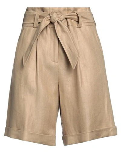 Shop Peserico Woman Shorts & Bermuda Shorts Sand Size 6 Linen In Beige