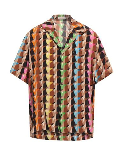 Shop Valentino Garavani Man Shirt Brown Size 40 Silk