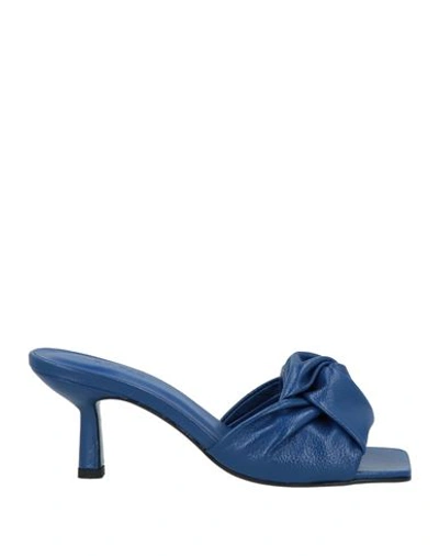 Shop By Far Woman Sandals Blue Size 7 Leather