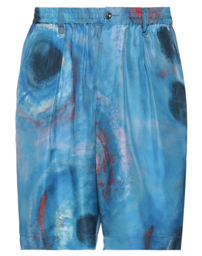 Marni Shorts Aus Seide Mit Malerei-print In Blue