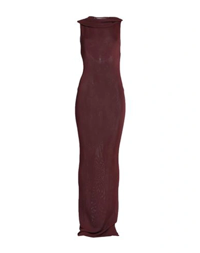 Shop Saint Laurent Woman Maxi Dress Burgundy Size S Viscose In Red