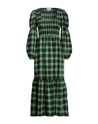 Shop Ganni Woman Midi Dress Green Size 8/10 Organic Cotton, Recycled Polyester, Polyamide