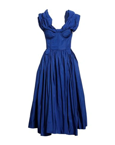 Shop Alexander Mcqueen Woman Midi Dress Bright Blue Size 6 Polyester