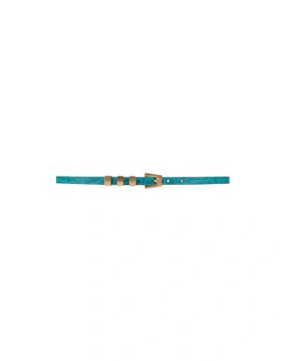 Shop By Far Woman Belt Turquoise Size 38 Bovine Leather In Blue