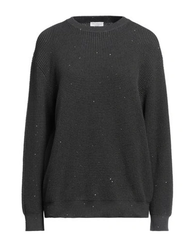 Shop Brunello Cucinelli Woman Sweater Steel Grey Size Xxl Cotton, Polyester, Brass