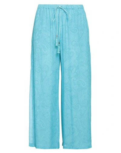 Shop Etro Woman Pants Turquoise Size 10 Viscose In Blue