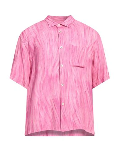 Shop Stussy Man Shirt Fuchsia Size L Viscose In Pink