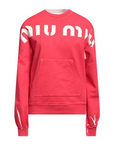 Shop Miu Miu Woman Sweatshirt Red Size S Cotton, Elastane