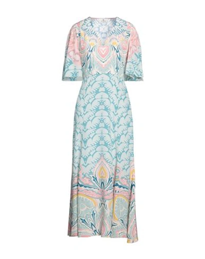 Shop Etro Woman Maxi Dress Light Blue Size 6 Silk