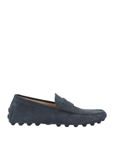 Tod's Man Loafers Navy Size 8 Leather In Navy Blue