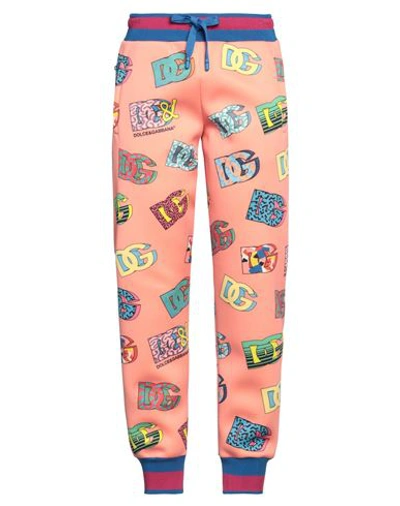 Dolce & Gabbana Woman Pants Salmon Pink Size 14 Polyester, Silk, Elastane In Pink