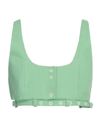 Shop Ganni Woman Top Light Green Size 8/10 Cotton