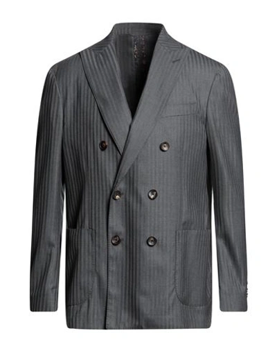 Shop Etro Man Blazer Grey Size 40 Virgin Wool