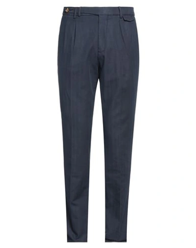 Shop Brunello Cucinelli Man Pants Navy Blue Size 38 Cotton, Linen, Elastane