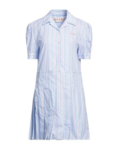 Shop Marni Woman Mini Dress Sky Blue Size 4 Cotton
