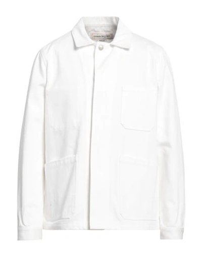 Shop Alexander Mcqueen Man Denim Outerwear White Size 42 Cotton
