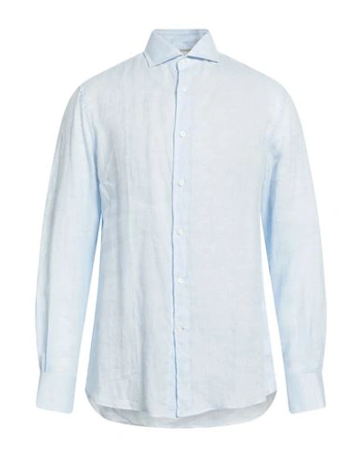 Shop Brunello Cucinelli Man Shirt Sky Blue Size L Linen, Cotton
