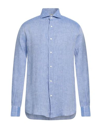 Shop Brunello Cucinelli Man Shirt Blue Size L Linen, Cotton