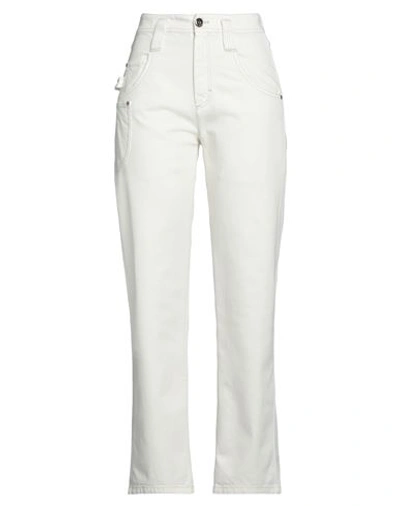 Shop Brunello Cucinelli Woman Jeans White Size 8 Cotton, Elastane, Brass