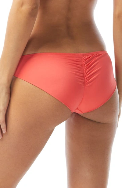 Shop Vince Camuto Shirred Smooth Fit Cheeky Bikini Bottoms In Watermelon