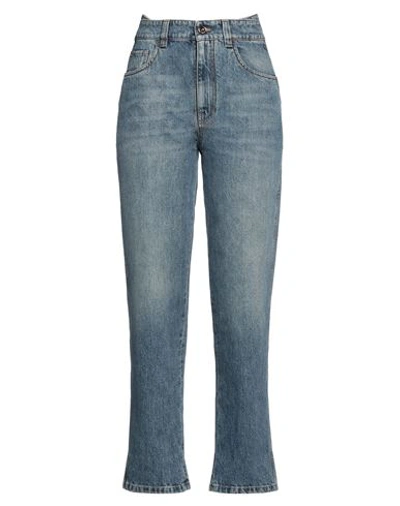 Shop Brunello Cucinelli Woman Jeans Blue Size 6 Cotton, Brass