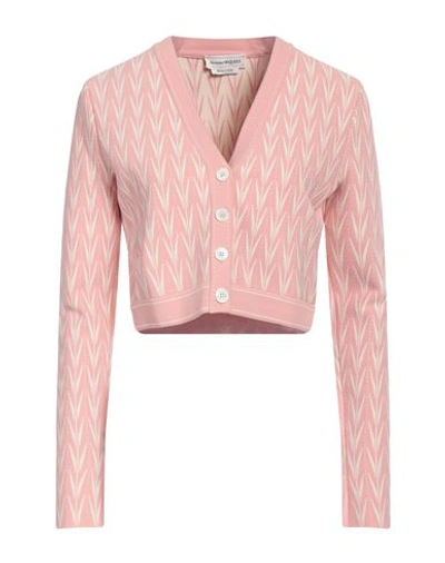 Shop Alexander Mcqueen Woman Cardigan Pink Size M Viscose, Polyester, Polyimide, Elastane