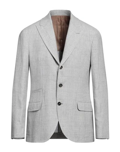Shop Brunello Cucinelli Man Blazer Grey Size 42 Linen, Wool