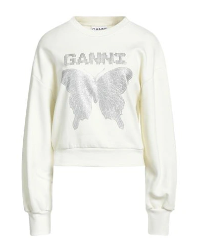 Shop Ganni Woman Sweatshirt Ivory Size L Organic Cotton In White