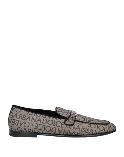 Shop Dolce & Gabbana Man Loafers Dove Grey Size 9 Textile Fibers