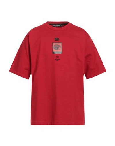 Shop Dolce & Gabbana Man T-shirt Red Size S Cotton, Brass, Viscose