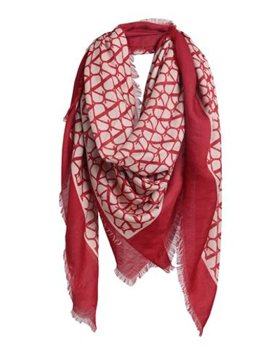 Shop Valentino Garavani Woman Scarf Red Size - Cashmere, Silk