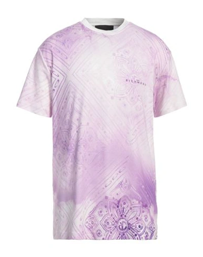 Shop John Richmond Man T-shirt Lilac Size Xxl Cotton In Purple
