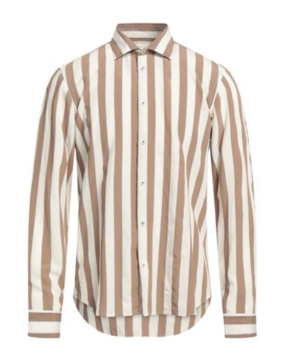 Shop Manuel Ritz Man Shirt Khaki Size 17 Viscose, Polyamide In Beige