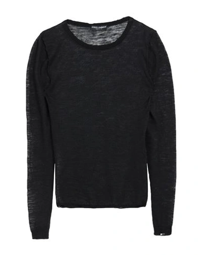 Dolce & Gabbana Man Sweater Black Size 42 Polyester, Linen In Black
