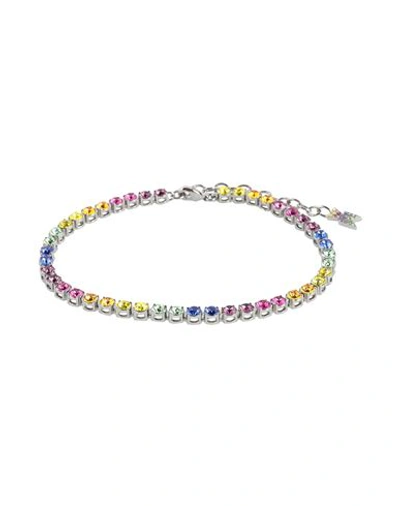 Shop Amina Muaddi Woman Ankle Bracelet Silver Size - Crystal