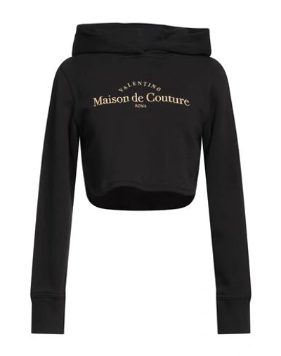 Shop Valentino Garavani Woman Sweatshirt Black Size M Cotton, Polyamide, Metallic Fiber