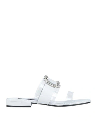 Shop Sergio Rossi Woman Sandals White Size 8 Soft Leather, Pvc - Polyvinyl Chloride