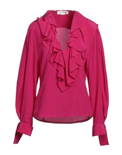Shop Victoria Beckham Woman Top Fuchsia Size 4 Silk In Pink