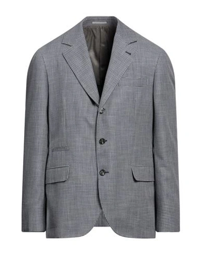 Shop Brunello Cucinelli Man Blazer Grey Size 44 Cotton, Virgin Wool