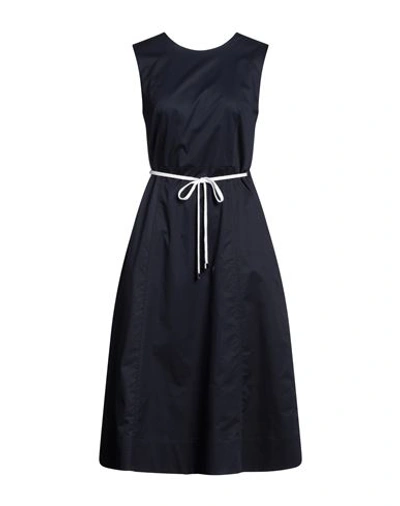 Shop Peserico Easy Woman Midi Dress Midnight Blue Size 6 Cotton, Elastane