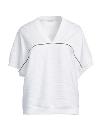 Shop Brunello Cucinelli Woman T-shirt White Size L Cotton, Brass