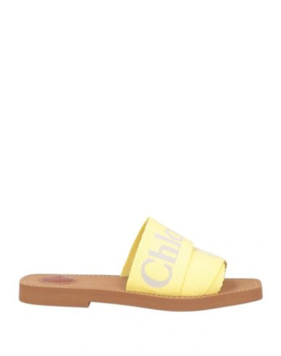 Shop Chloé Woman Sandals Light Yellow Size 5 Textile Fibers