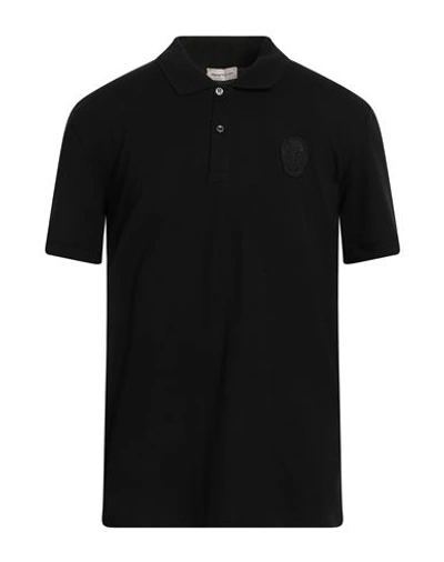 Shop Alexander Mcqueen Man Polo Shirt Black Size Xl Cotton, Viscose, Polyester